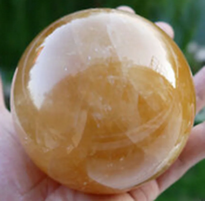 

A level Natural Citrine Calcite Quartz Crystal Sphere Ball Healing Gemstone 70MM