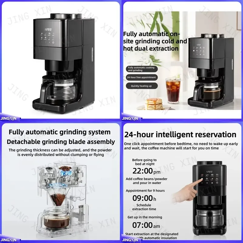custom for Automatic Coffee Maker with Built-in Grinder Hot Cold Dual Brew Drip Machine Compact Home Appliance Kitchen Gadget
