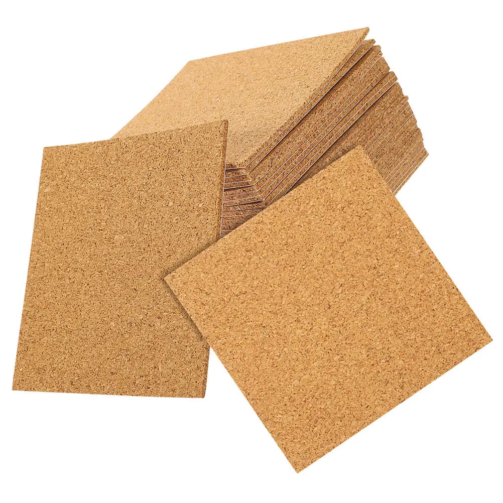 40Pcs Cork Squares with Adhesive Backing 4x4 Inch for Table Protection Coasters Furniture DIY Cork Board Soundproof Cushioning