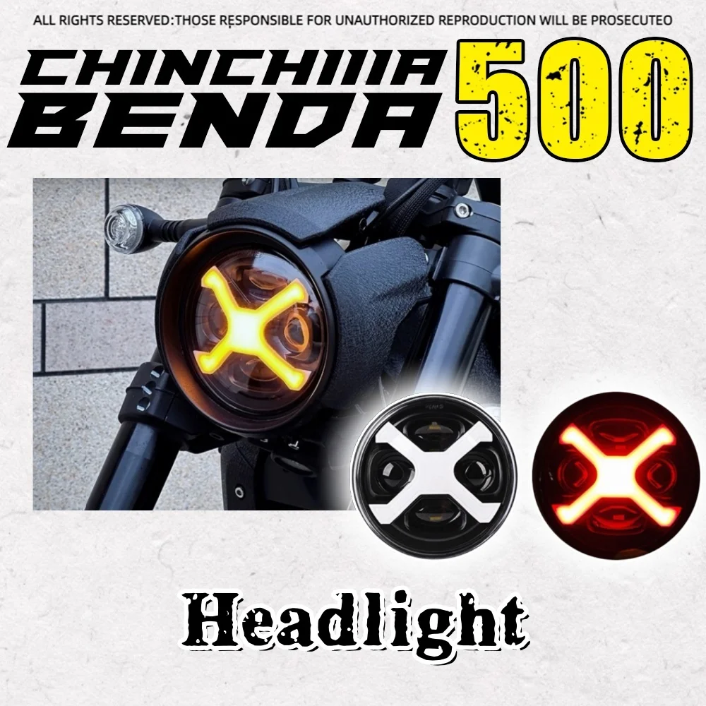 

For Benda ChinchiIIa 500 ROCK 250 300 Retro X-light Venom Round Light Headlight Accessories