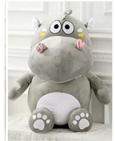 

Children's Grey Hippo Plush Toy Stuffed Birthday Gift Doll Soft Fabric Non-Toxic Material Educational Toy