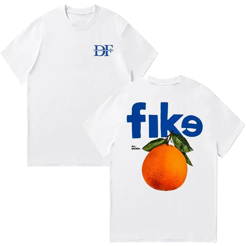 

Men's Dominic Fike orange pattern printed 100% pure cotton short-sleeved T-shirt fashionable and casual 100% cotton creative top