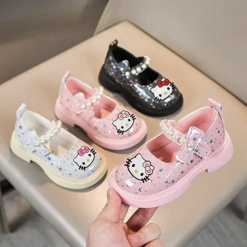 

Sanrio/детская обувь для малышей, сандалии kuromi на весну и осень, обувь для выступлений принцессы «Hello Kitty» для девочек