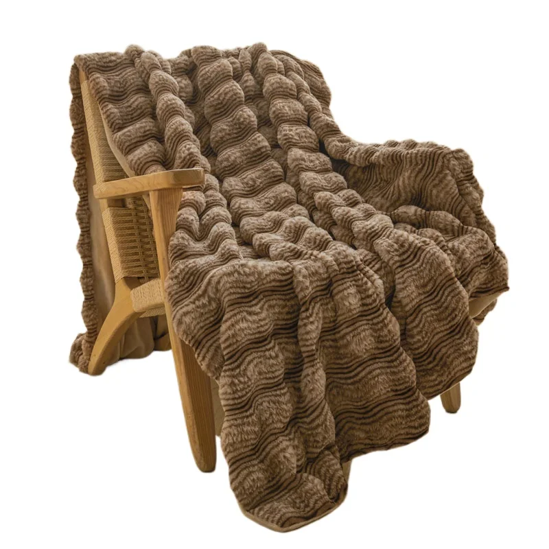 Luxury Blanket Winter Thickened Double Layer Plush Blankets Solid Soft Throw Blanket for Sofa Bed