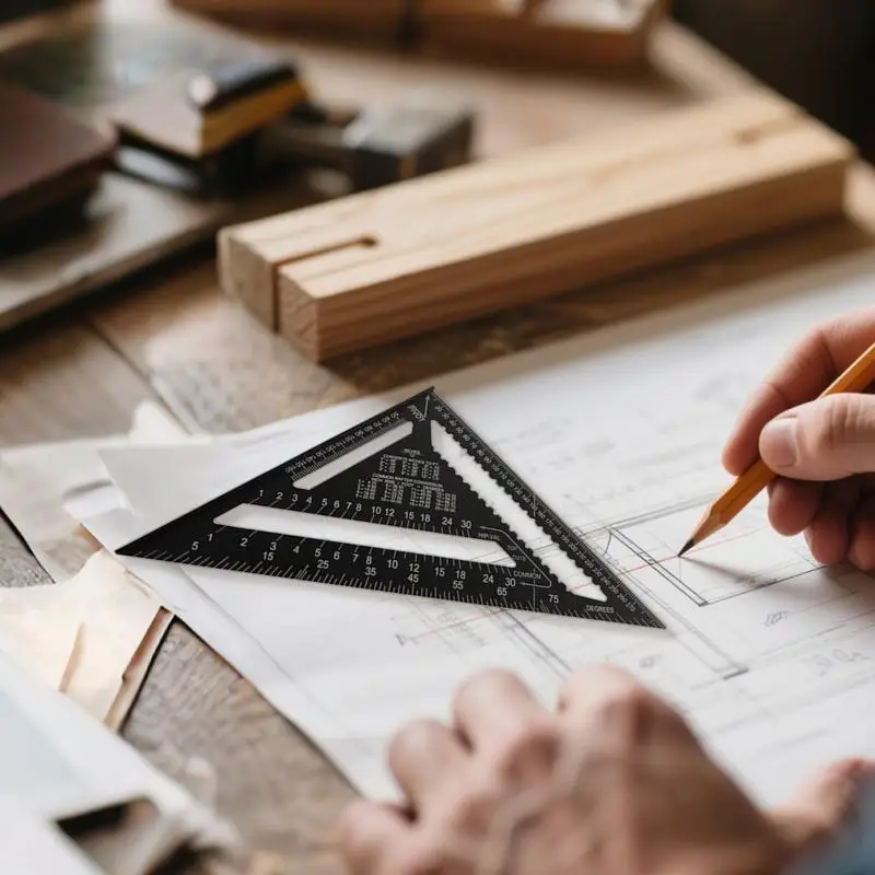 

Drafting Triangles Metric Engineer Scale Ruler Metal Precision Measuring Tool For Woodworking Carpentry Construction Drafting