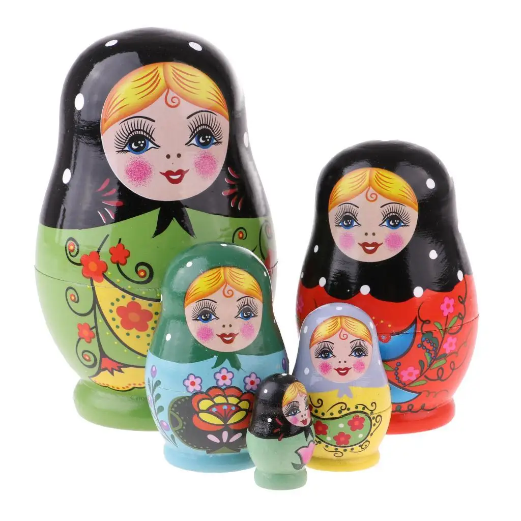 

5pcs Cute Russian Nesting Dolls Matryoshka Dolls Set for Birthday Christmas Easter Gift Home Decoration