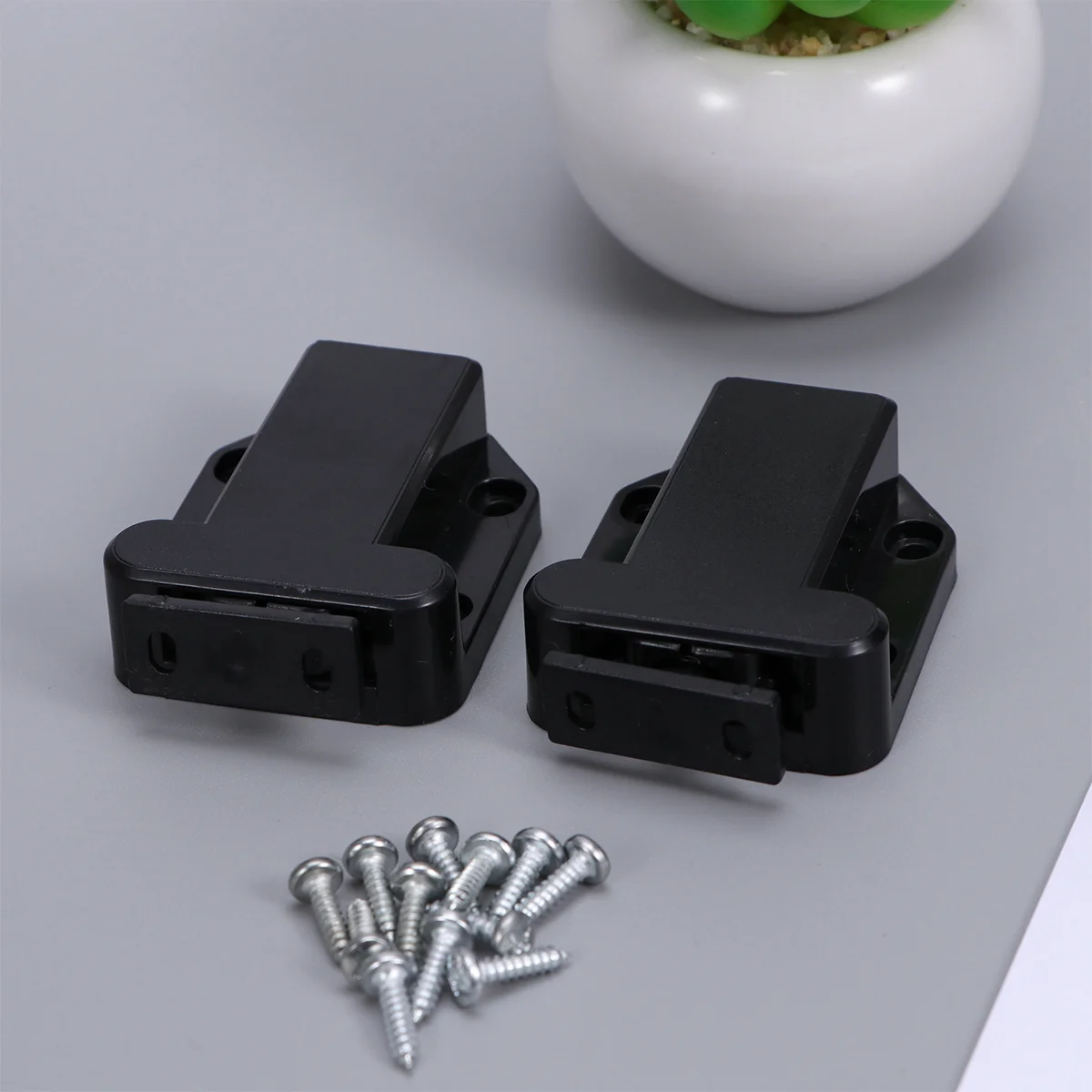 

2pcs Self-Locking Door Catch Press To Open Cabinet Drawer Latch Plastic Cupboard Closure For Wardrobe Bookcase Black Strong