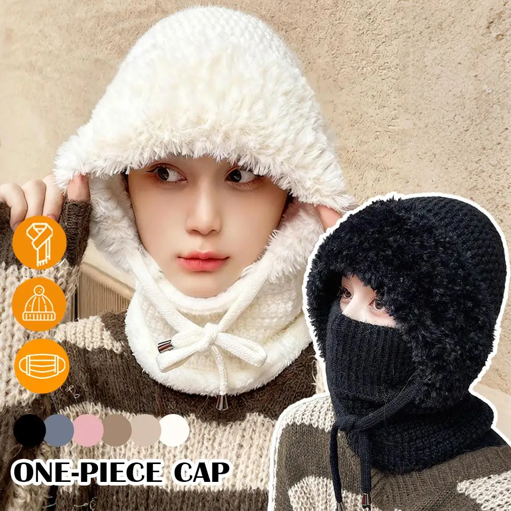 3 في 1 الشتاء بالاكلافا للنساء الشتاء قبعة الرقبة قطعة واحدة قبعة المرأة الصوف والصوف سميكة متماسكة قبعة دافئة الرقبة يندبروف 2025