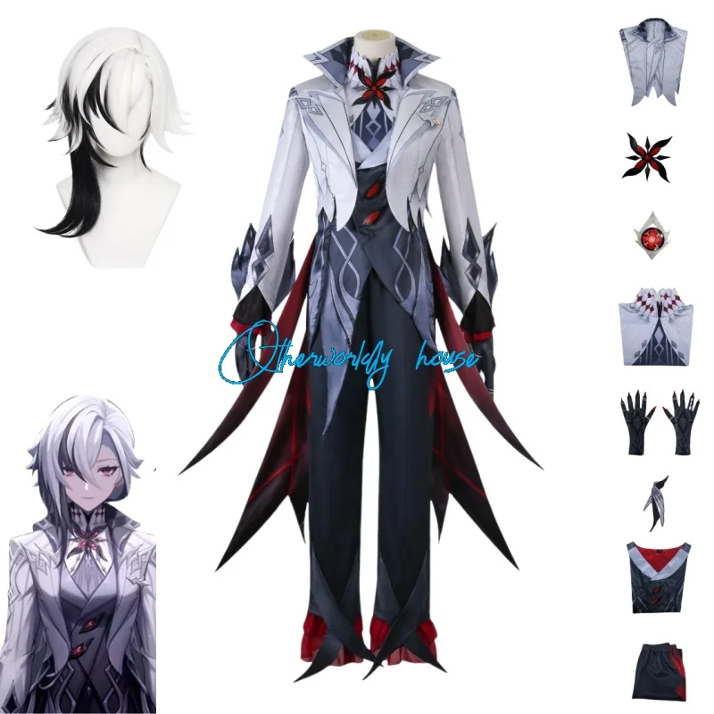 Genshin Impact Arlecchino The Knave Cosplay Costume Wig Uniform  Harbingers Arlecchino Outfit Halloween Carnival Party