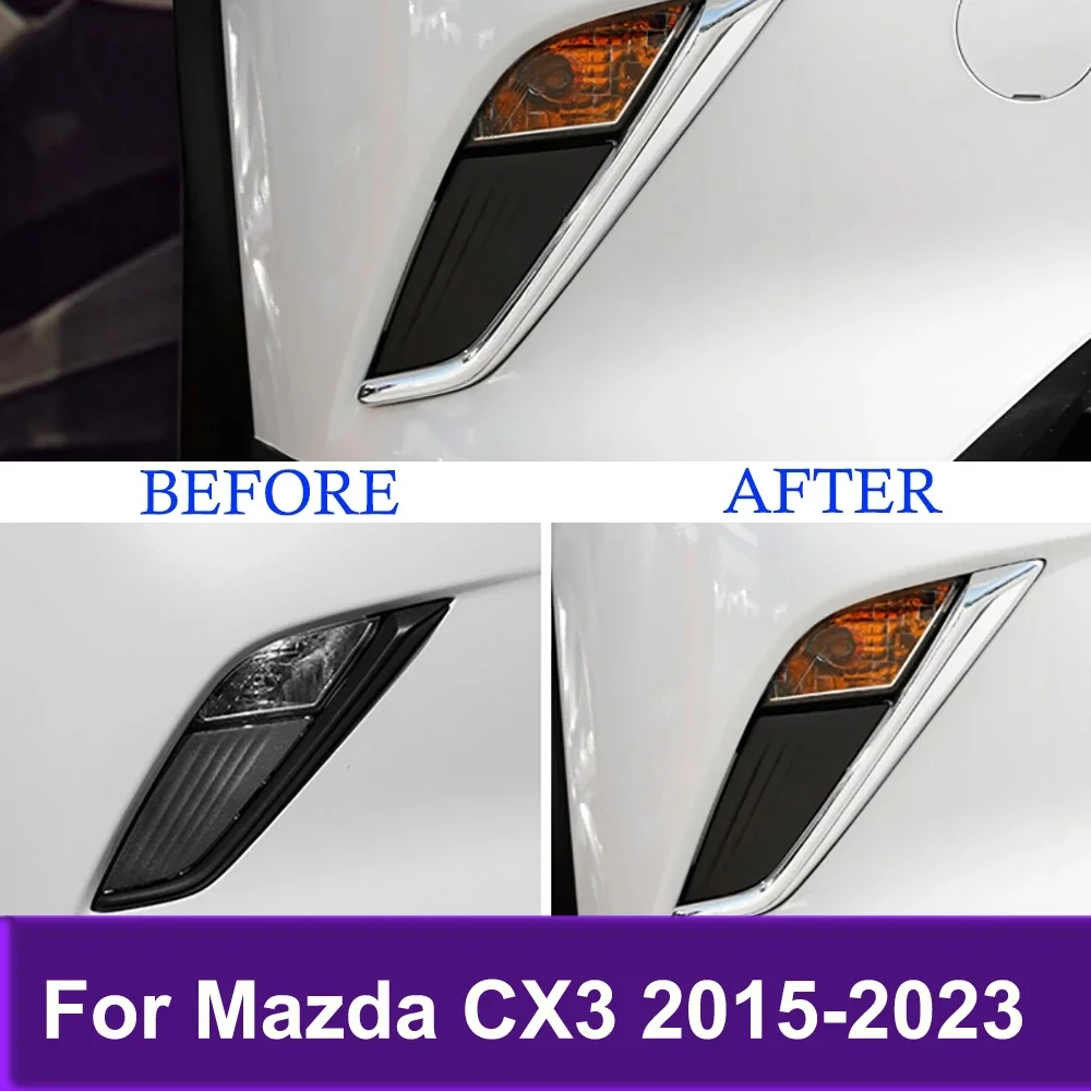 

Front Foglight Lamp Trim Fog Light Lamp Strip Car Sticker Chrome For Mazda CX3 CX-3 2015-2020 2021 2022 2023