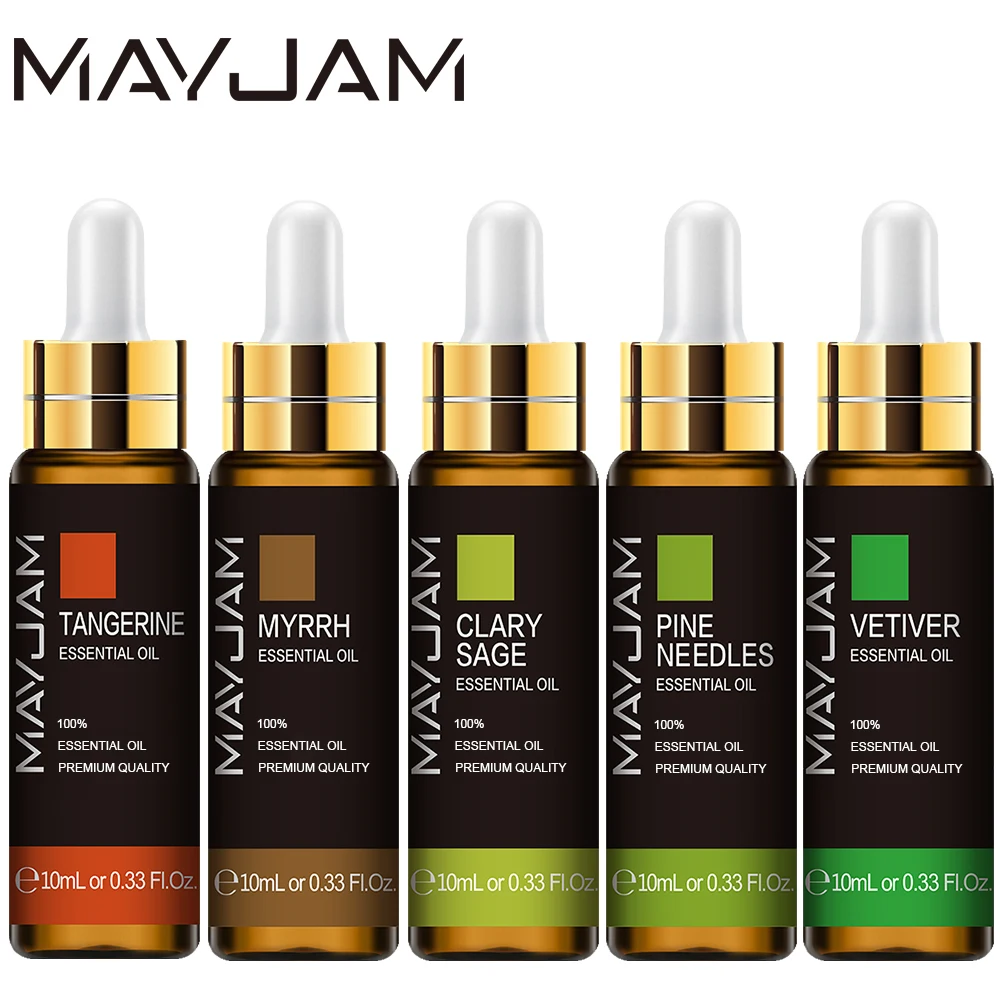 MAYJAM 5 Bottles Essential Oils For Humidifier Skin Care Rose Patchouli Ylang Ylang Lavender Lemon Fragrance Oil