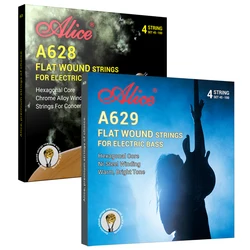 Alice A628 A629 Flat Wound Electric Bass Strings 4-Strings Hexagonal Core NI-Steel/Chrome Alloy Winding