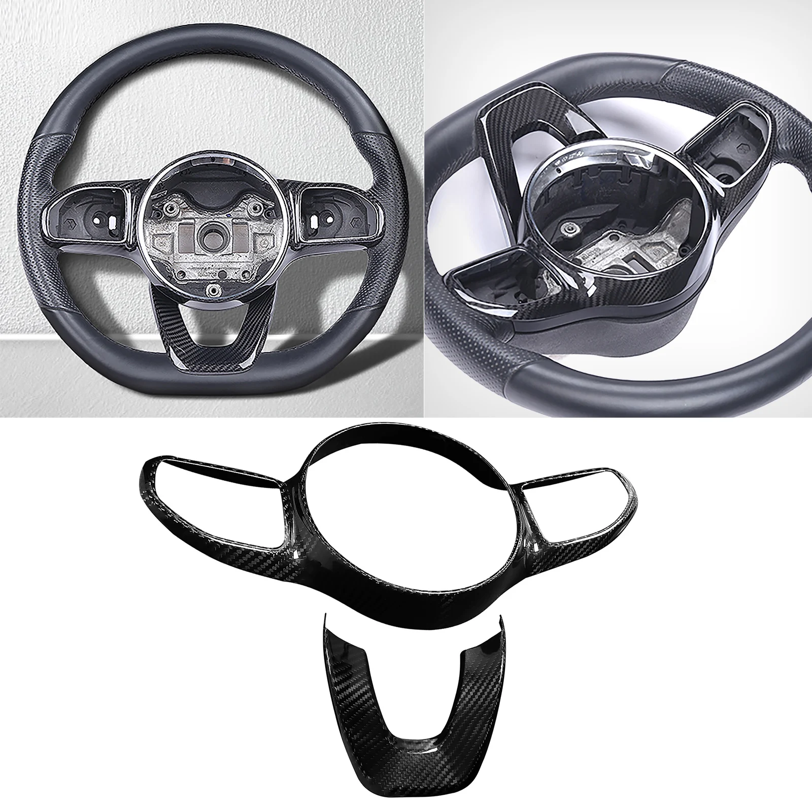 

Real Carbon Fiber Steering Wheel Decor Cover Trim For Benz A Class W177 2019 2020 2021