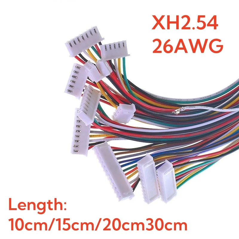 10pcs XH2.54 Electronic Wire Single Head Tin Plated Connecting Wire 10cm/15cm/20cm/30CM XH 2.54mm Pitch Cable 2/3/4/5/6/7/8/10P