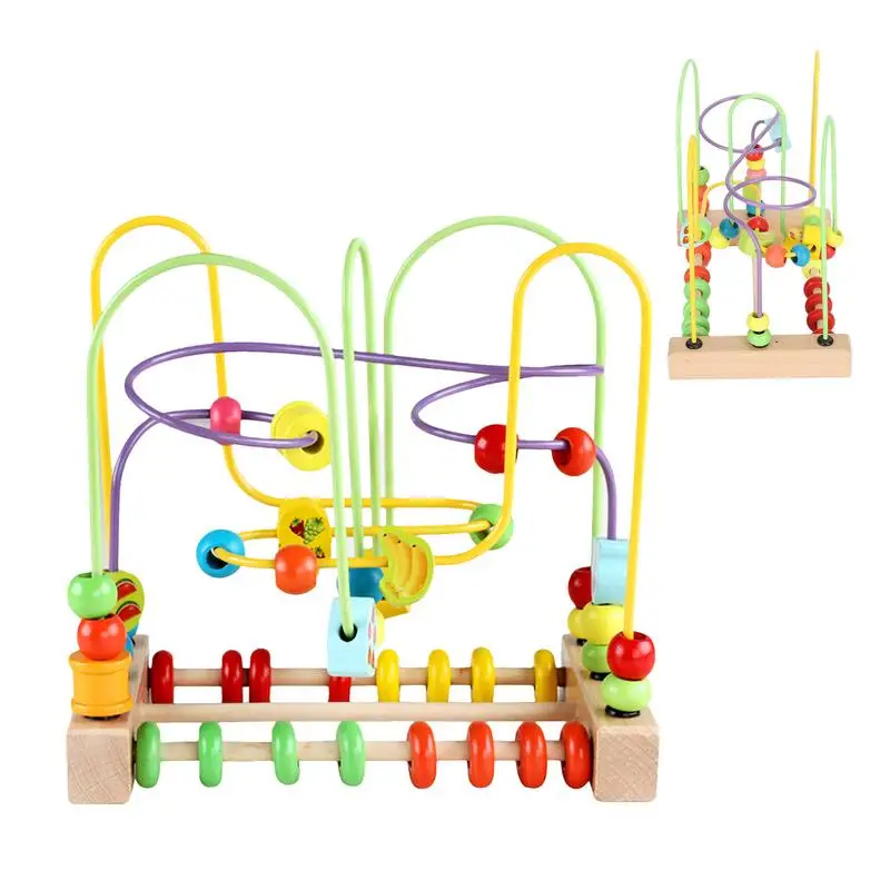 

Bead Maze Table Roller Coaster Colorful Wood Bead Toy Multifunctional Maze Toys Early Learning Activities For Boys Girls Kids