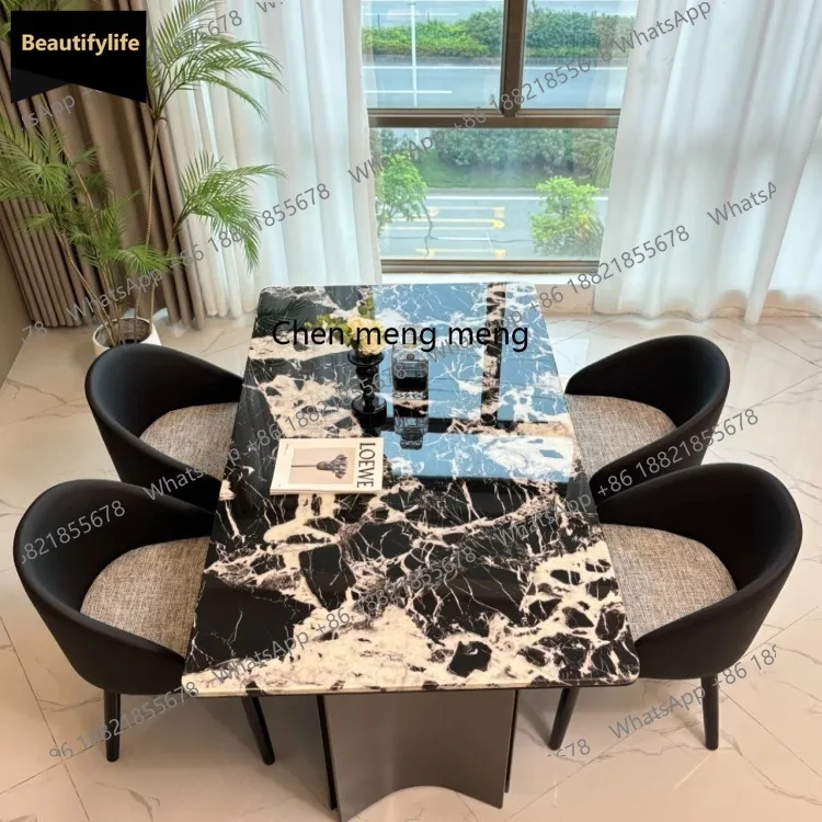 A139 Light luxury pattern marble dining table Modern simple high-end rock slab Italian dining table