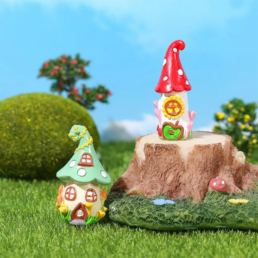 Wear-resistant Mushroom Mini House Bright Color Cake Topper Creative Fairy World Mushroom Cottage Desk Ornament