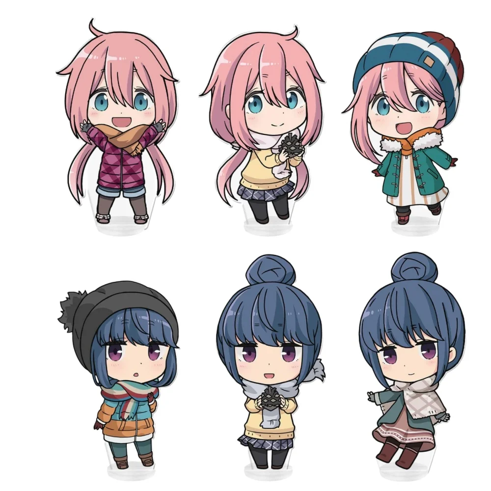 Lucky Seven Anime Peripheral Store Laid-Back Camp Rin Shima Takabocchi Clothes AcrylicStand Desktop Ornament Fan Gifts About10cm