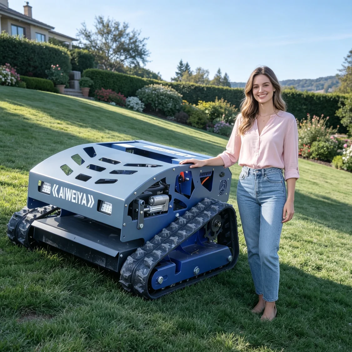 Customized Remote Control Lawn Mower for cultural tourism scenic spot lawn care, quick trimming tool to tidy weeds