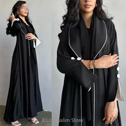 Abaya-Robe de prière de luxe pour femmes, caftan Kebaya, Turquie, Dubaï, manches fendues, noir, bouton, Ramadan, Eid, Islam, vêtements pour femmes, 2024