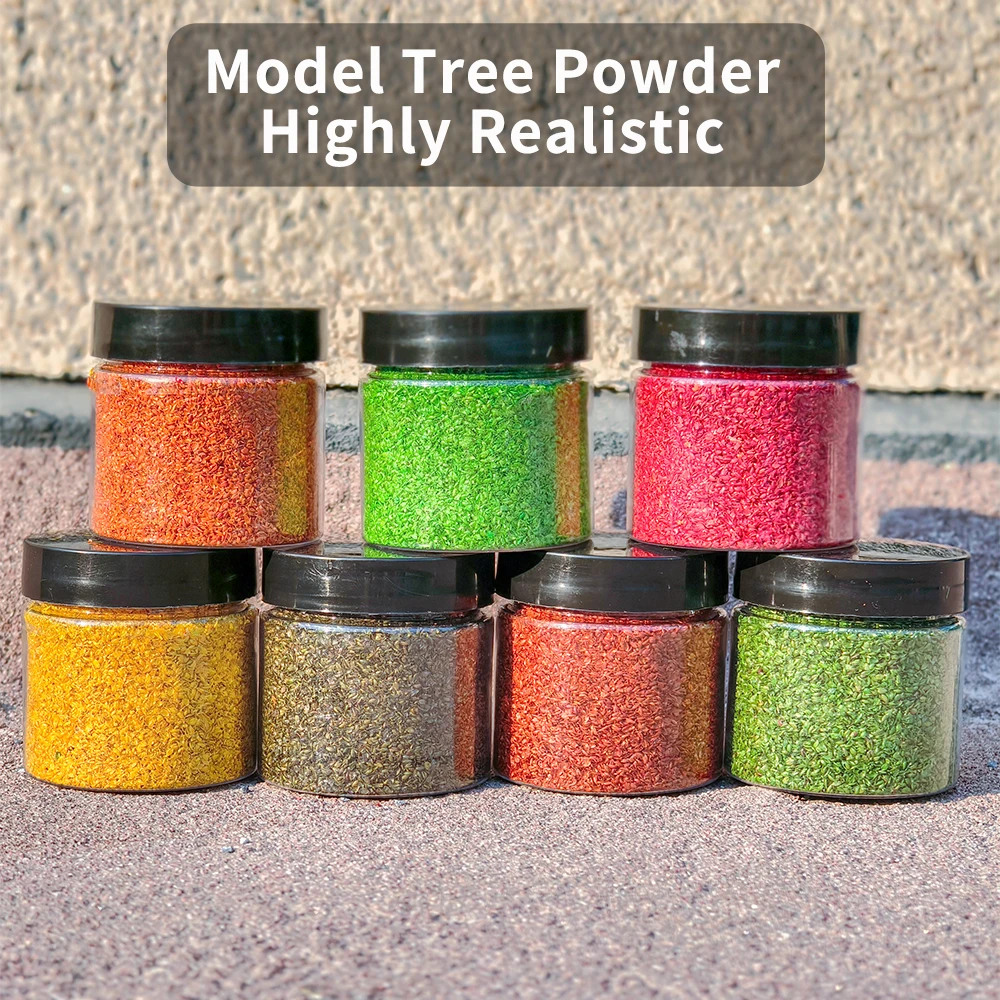 100 ml Miniatur-Gelände-Sets, Baumpulver für DIY-Modellierung/Bäume zur Herstellung von Materialien/Militärkranz/Mikrolandschaften/Diorama