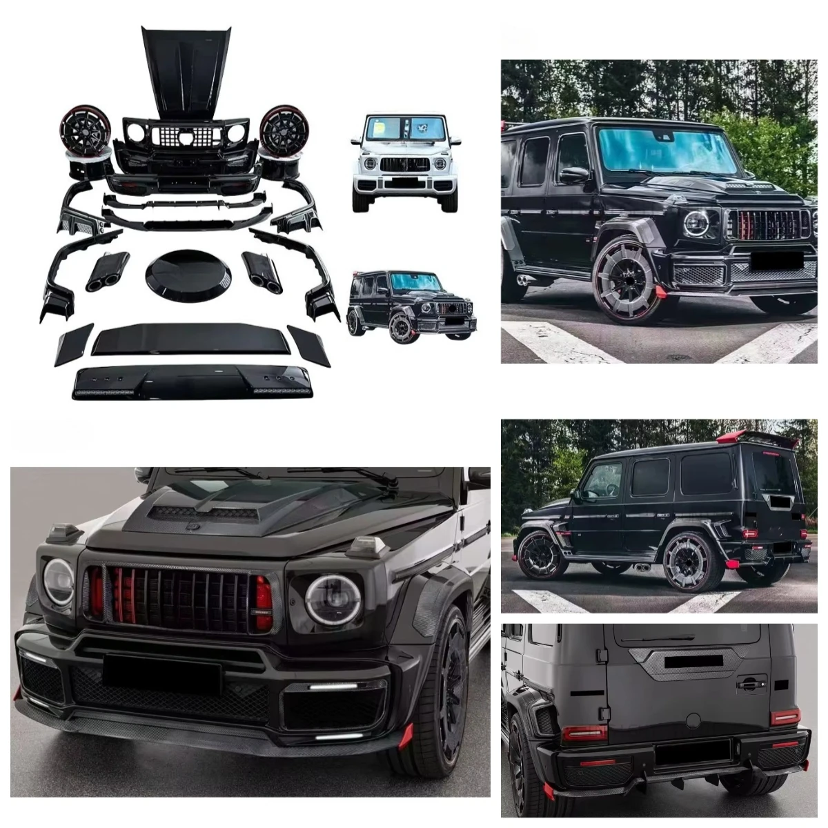Flying Wing High Quality Dry Carbon Fiber G900 Rock Design Bumper Wheel Rim Bodykit For  Be-nz G Class W464 G63 G800 Body
