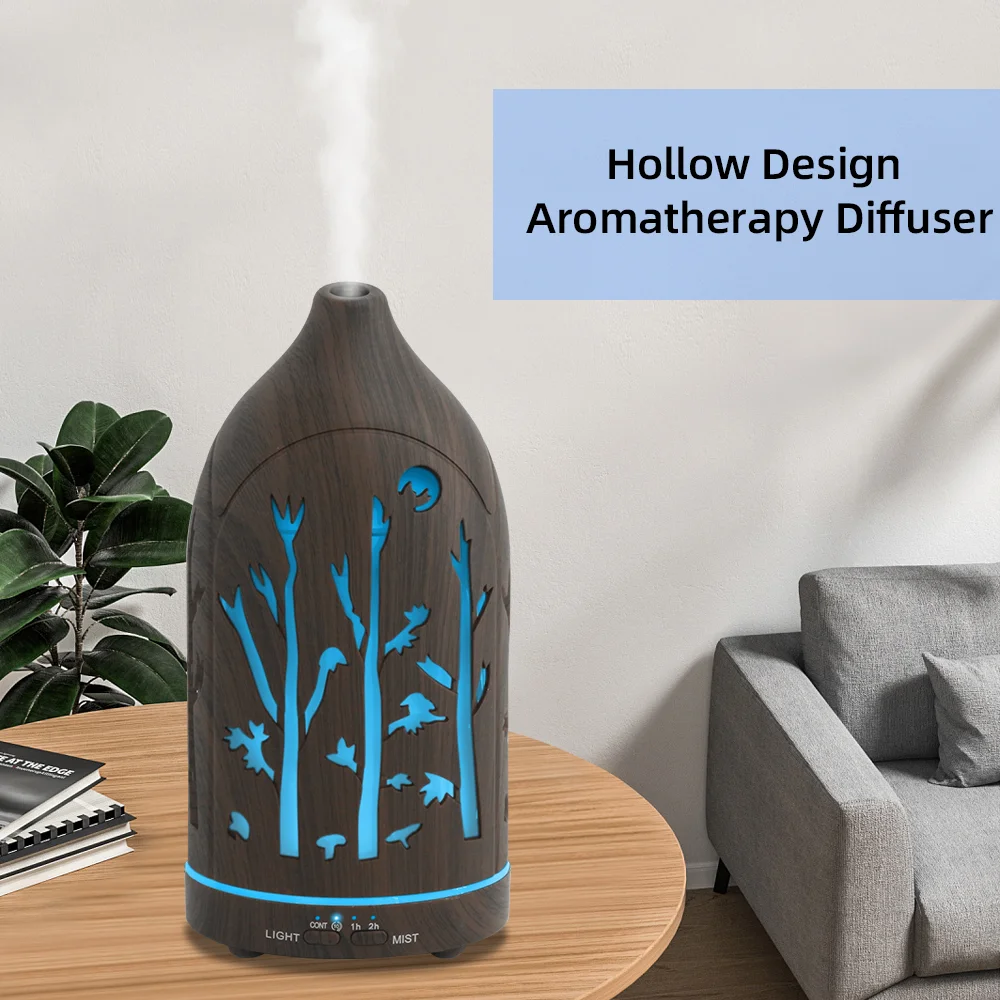 موزع روائح عطرية من الخشب العميق 200 مل مرطب هادئ بالموجات فوق الصوتية مع 3 زيوت أساسية للمنزل والمكتب
