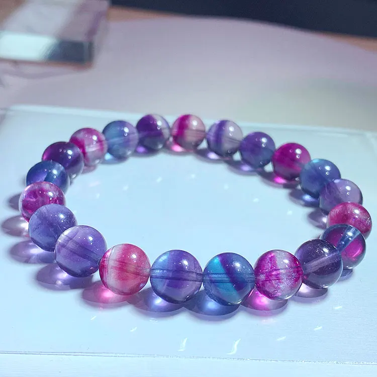 

l Crystal Fluorite Bracelet Rainbow Ice Transparent Sweet Candy Color Women's Crystal Bracelet Faion Jewelry Accory