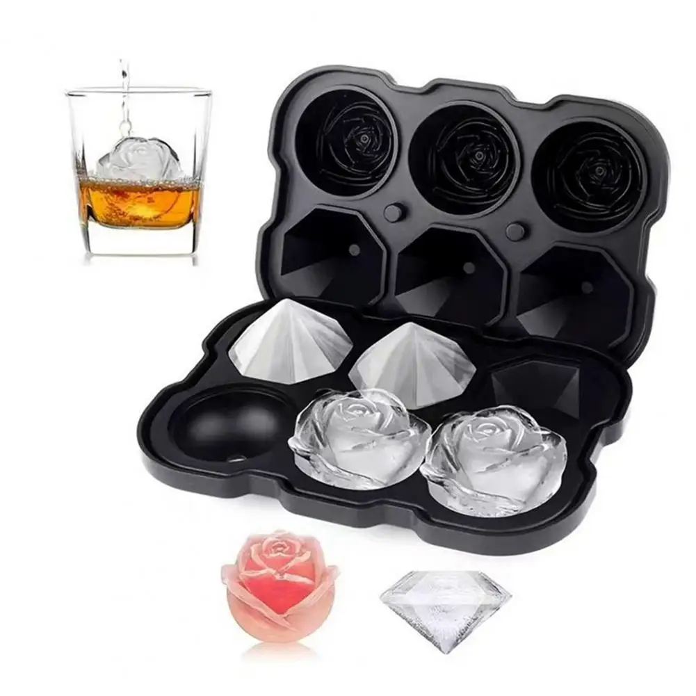 Cocktail Ice Molds Silicone Ice Trays Silicone Ice Cube Tray Set Rose Ball Maker for Cocktails Whiskey Juice Easy Release Mold