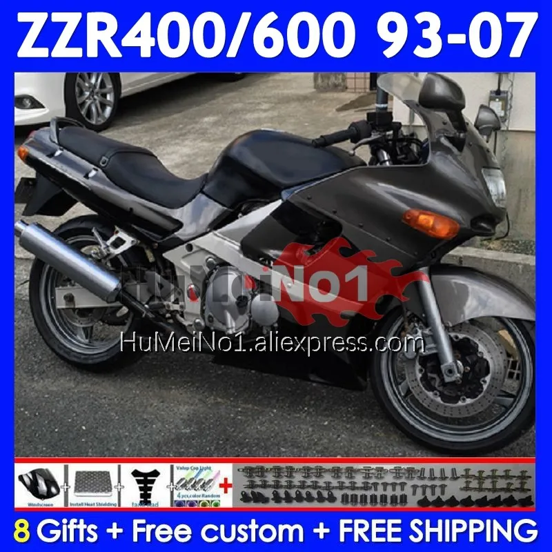 ZZR400 For KAWASAKI NINJA ZZR 400 93 94 95 96 97 98 99 00 01 237No.12 ZZR-400 2002 2003 2004 2005 2006 2007 Grey black Fairing