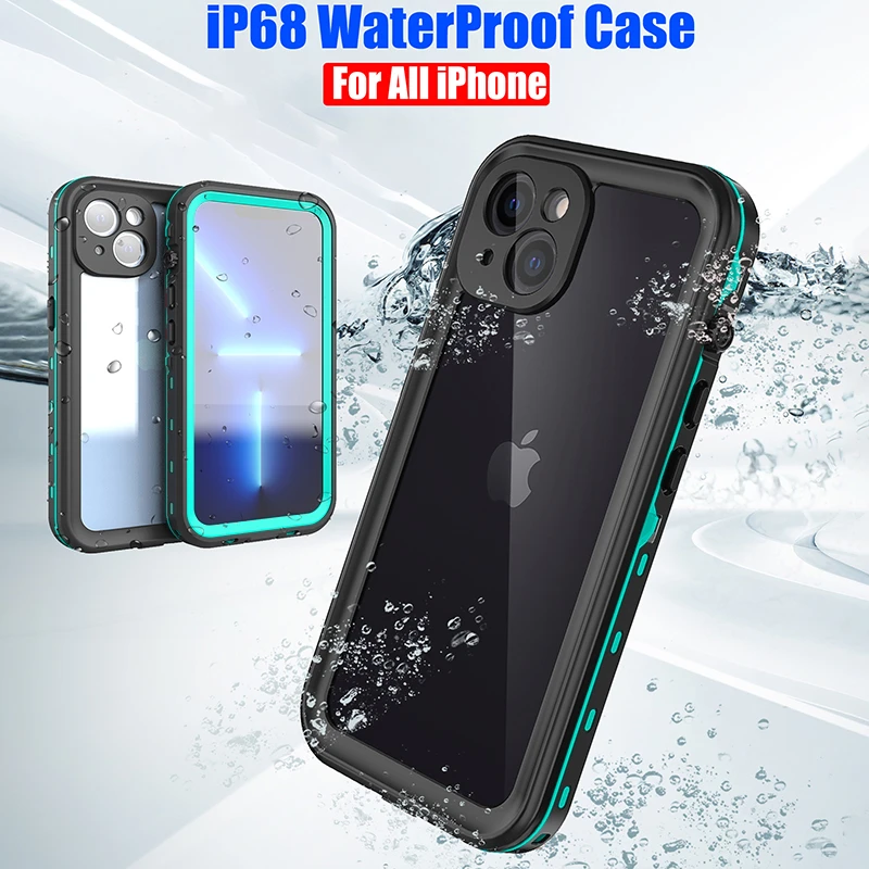 

IP68 Waterproof For IPhone 15 13 12 14 Pro Max XS XR SE 6 7 8 Case RedPepper Clear Cover Diving Underwater Swim Outdoor Sports