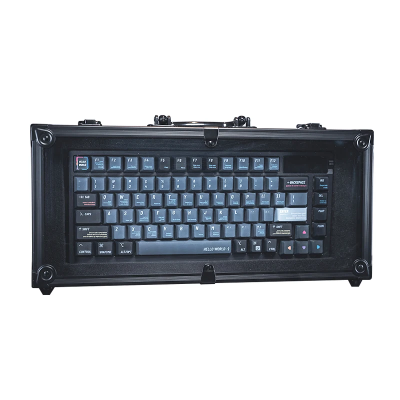 Mechanical Keyboard Organizer Carbon Fiber Pattern Suitcase for 65%/75% Keyboard with Lock Custom Premium Cushioning Storage Box