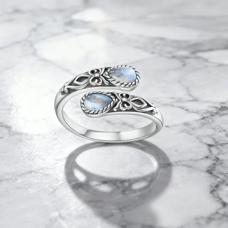 Women's 925 Sterling Silver Minimalist Adjustable Ring, Handmade