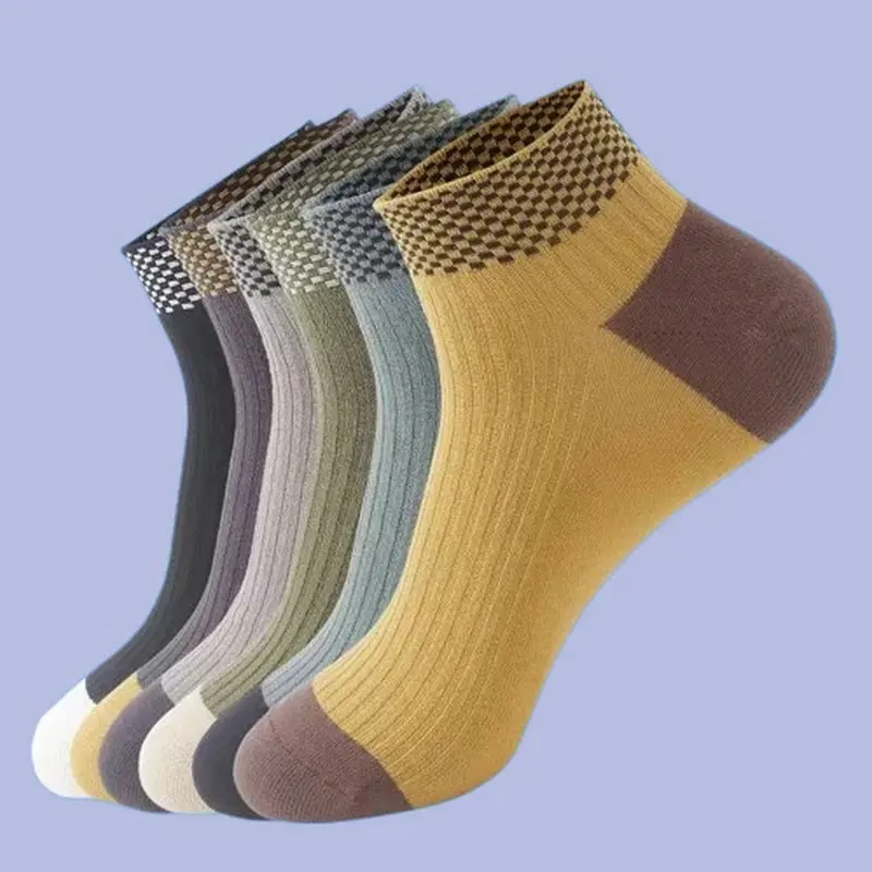 6 Pairs Autumn and Winter Socks Trendy Solid Color 2024 Colorful Sports Socks Sweat-Absorbent and Deodorant Mid-calf Men's Socks