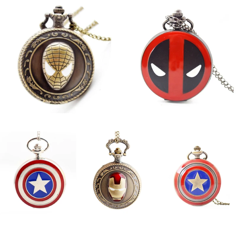 Disney Marvel-reloj de bolsillo de dibujos animados para niños, cronógrafo de cuarzo con tapa, Iron Man, Deadpool, Spiderman, vengadores, juguetes creativos, regalos de cumpleaños