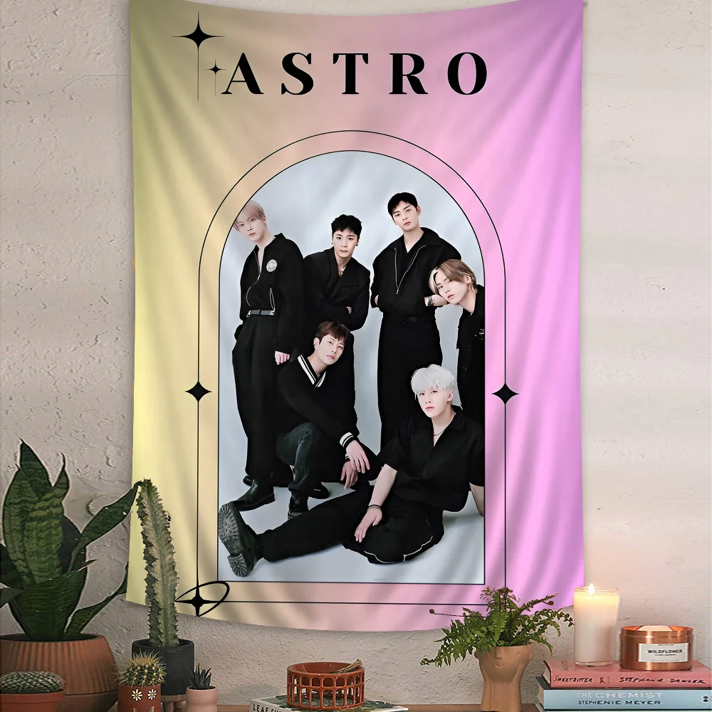 Korea Kpop A-Astro Banner Printed Large Wall Tapestry Hanging Tarot Hippie Wall Rugs Dorm Home Decor