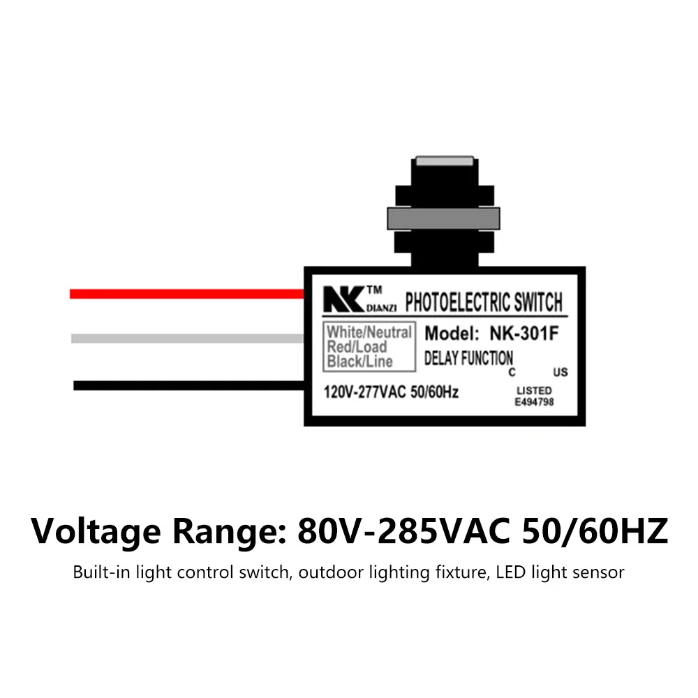 AC120-277V Photoelectric Switch 5-15LUX Start 20-50LUX Off Photosensitive Switch For Street Lamp Garden Lamp Automatic Starter