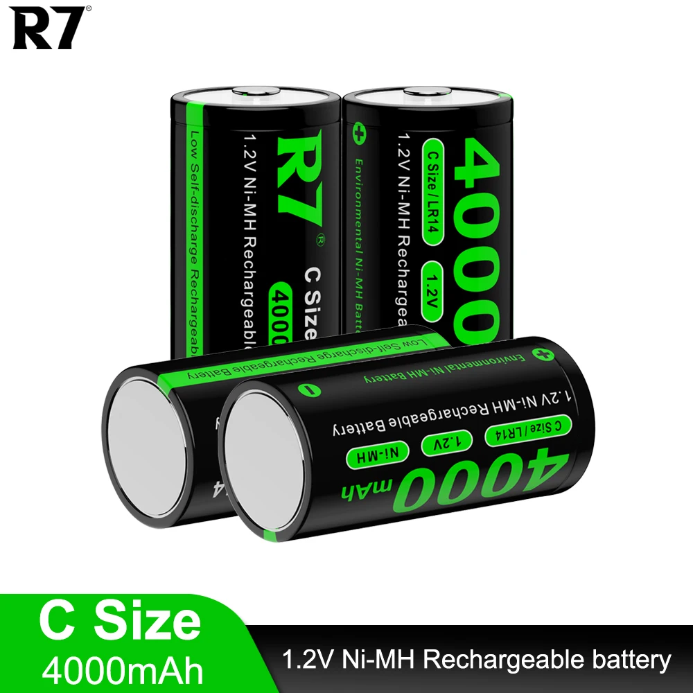 R7 C bateria ogniwowa R14 C rozmiar akumulator 1.2V nimh 4000mAh + inteligentna szybka ładowanie LCD ładowarka do AA AAA C D 9V