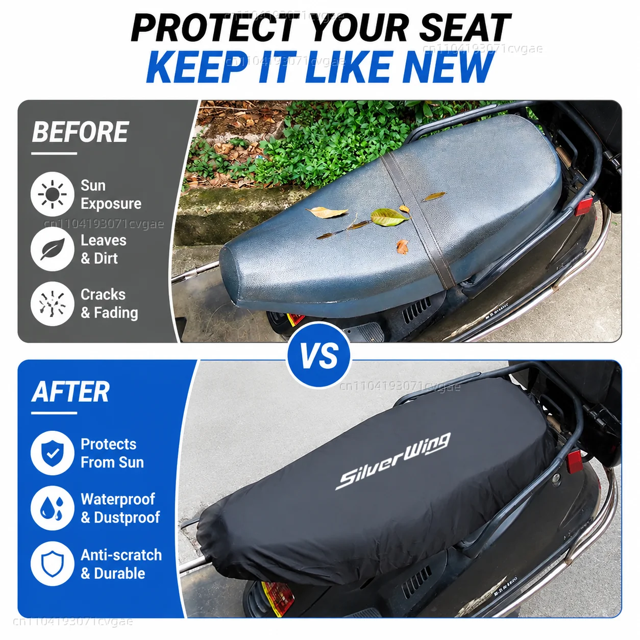 For Honda FCS600 Silver Wing SilverWing GT400 600 Motorcycle Rain Seat Cover Waterproof Saddle Cover Black 210D UV Protection - view 4