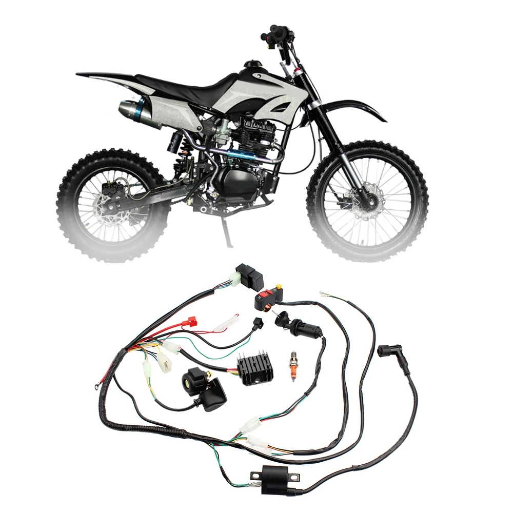 Complete Electrics Wiring Harness CDI Ignition Coil Solenoid Relay Kits for 4-Stroke ATV QUAD Dirt Bike 150Cc 200Cc