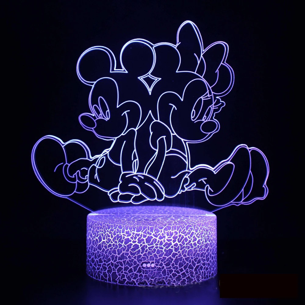 Disney Cartoon 3D Night Light Mickey Mouse Clubhouse LED Color Changing Light Bedroom Decorative Light Children\'s Birthday Gift