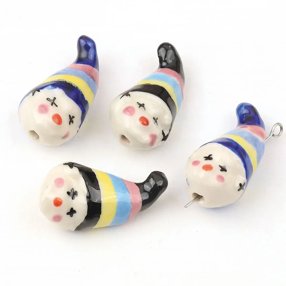 5pcs 1.3x2.5cm Random Mixing Animals Ceramic Beads For Jewelry Making DIY Earrings Necklace Loose Porcelain Bead Accessories