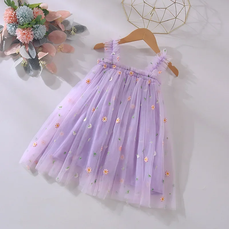 Summer Baby Girls Dress Princess Birthday Party Dress Wings Fairy Strap Butterfly Mesh Dress Toddler Clothing Children Lovely