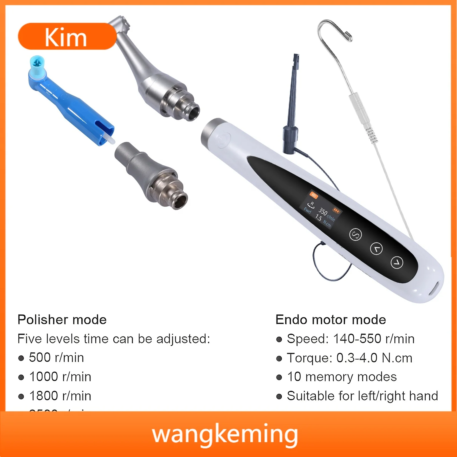 shop kimKimsoSANDENT  3 in 1 Brushless Endo Motor With Built-in Apex Locator Cordless Polishing Prophy Angles Cups Endodontic Tr