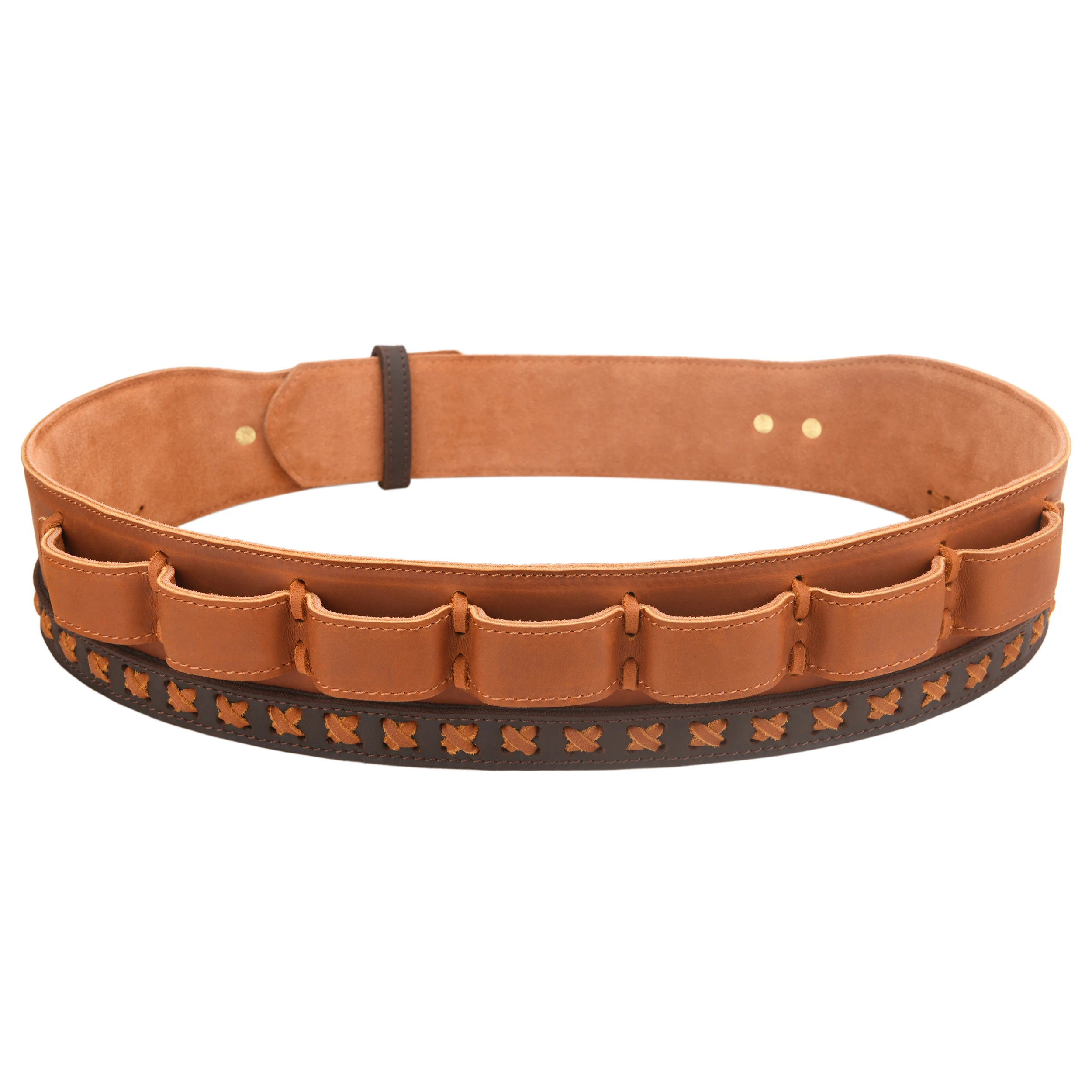 Handmade Leather Shotgun Shotshell Belt 12 Gauge / 16Gauge Cartridges Ammo Holster Bandolier Adjusted for Hunting