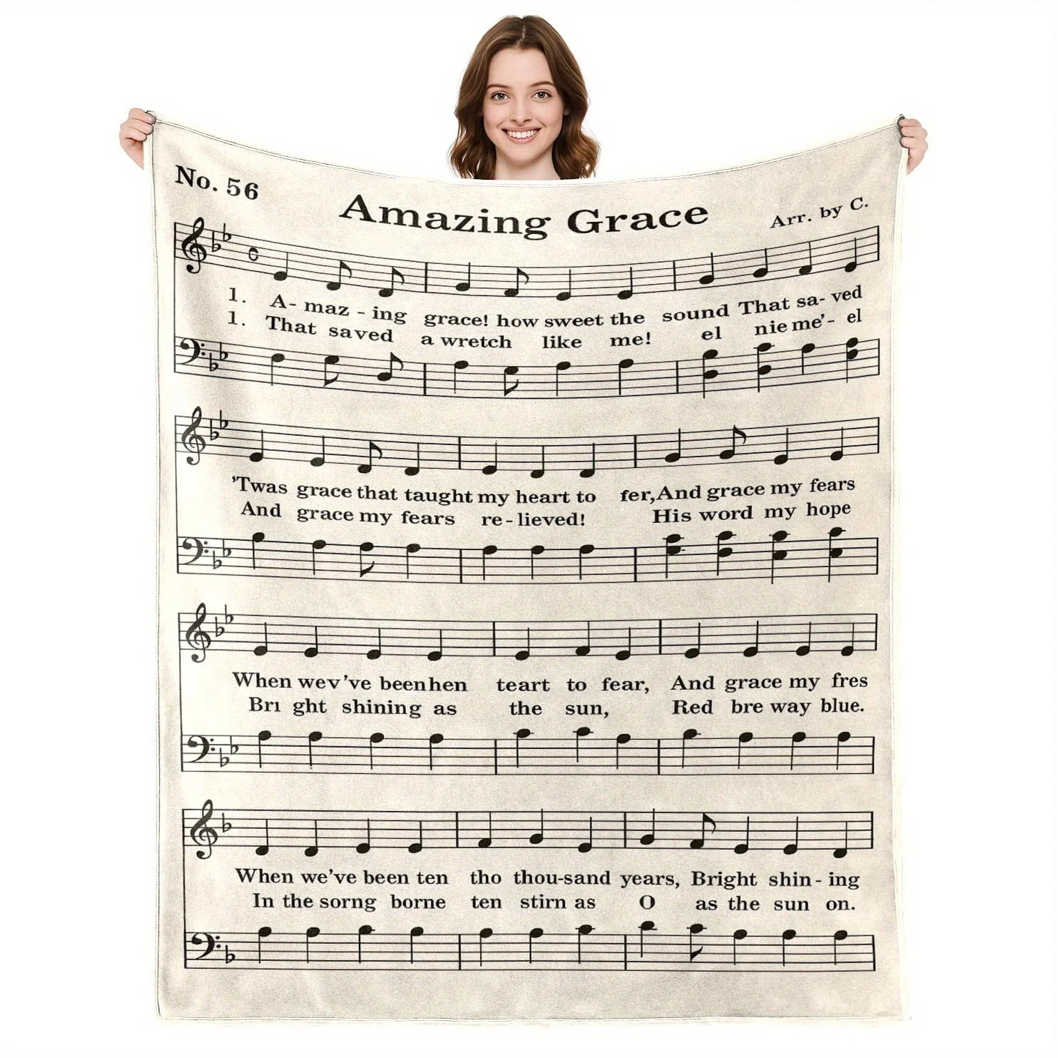 1pc 2D Printed Flannel Blanket, Soft and Warm Music Pattern Throw, Multiple Sizes Available, Suitable for Sofa,, Travel, Camping