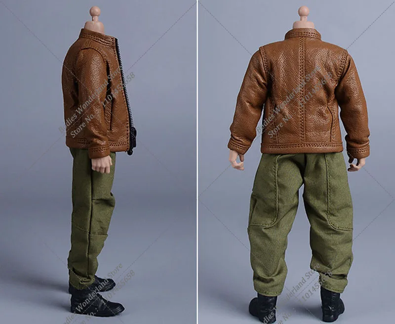 Giacca in pelle nera/marrone da uomo in scala 1/12 e pantaloni Cargo multicolori modello per modello Romankey Mezco Action Figure da 6''