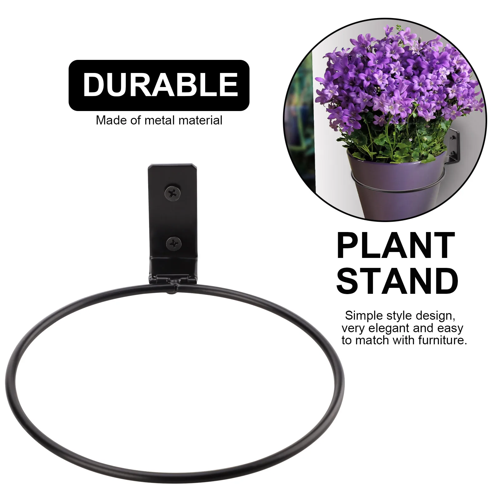 

8inch Wall Mount Pot Holder Planter Hanger Hook Ring Collapsible Bracket for Balcony Home Garden Yard