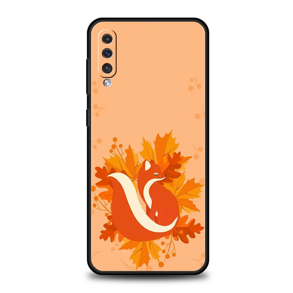 Case For Samsung A24 A12 A14 A32 A50 A70 A20S A10S A22 A40 A34 A54 A42 A52 5G A02S A04s Cover leaves fall fox pumpkin Halloween