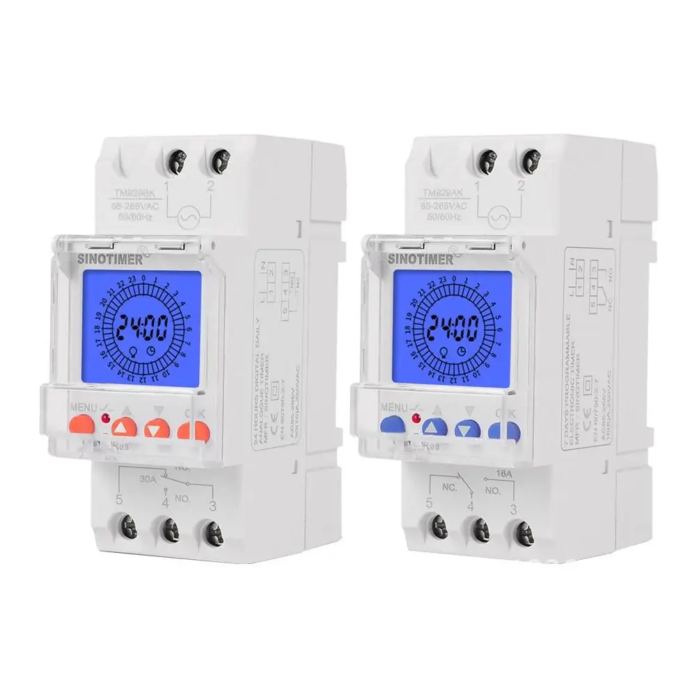 24hrs Digital Analogue Backlight Large LCD Display Industrial Timers Controller Timer Relay16A 30A Countdown Switch 85-265VAC